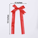 50 Pcs | 10inches Red Pre Tied Ribbon Bows, Satin Ribbon With Gold Foil