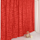 8ftx8ft Red Satin Rosette Photo Booth Event Curtain Drapes, Backdrop Window Panel
