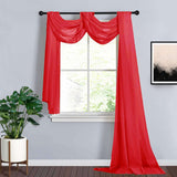 18ft | Red Wedding Arch Drapery Fabric Window Scarf Valance, Sheer Organza Linen