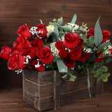 12 Bushes | Red, Black Artificial Premium Silk Flower Rose Bud Bouquets