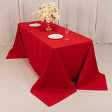 Red Cotton Linen Blend Rectangular Tablecloth Seamless 90x132inch for 6 Foot Table With Floor-Length