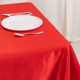 Red Seamless Lamour Satin Square Table Overlay - 54inch