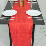 12inch x 108inch Red Accordion Crinkle Taffeta Linen Table Runner