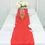 12inch x 108inch Red Accordion Crinkle Taffeta Linen Table Runner