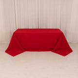 Red Cotton Linen Blend Rectangular Tablecloth Seamless 90x132inch for 6 Foot Table With Floor-Length