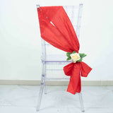 5 Pack | Red Accordion Crinkle Taffeta Chair Sashes - 6inch x 106inch