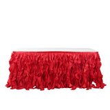 Taffeta 17ft Table Skirt Red - Cascading Curly Willow Style Table Cover