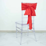 5 Pack | Red Accordion Crinkle Taffeta Chair Sashes - 6inch x 106inch