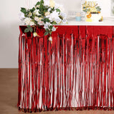 Metallic Foil Fringe Table Skirt, Self Adhesive Party Table Skirt - Red