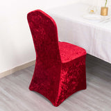 Red Crushed Velvet Spandex Stretch Wedding Chair Cover With Foot Pockets - 190 GSM