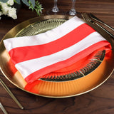 5 Pack | Red & White Striped Satin Cloth Dinner Napkins | 20x20Inch