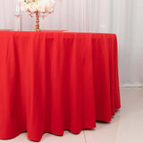 120inch Red Premium Scuba Wrinkle Free Round Tablecloth, Seamless Scuba Polyester Tablecloth