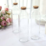 12 Pack | 16oz Clear Round Glass Bottles With Cork Stoppers, Refillable Glass Storage Jars - 9inch