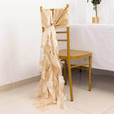 5 Pack Beige Curly Willow Chiffon Satin Chair Sashes