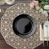 7.5inch Black With Gold Dot Rim Plastic Dessert Plates, Round Salad Disposable Tableware Plates