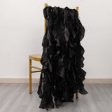 5 Pack Black Curly Willow Chiffon Satin Chair Sashes