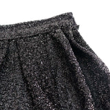 17ft Black Metallic Shimmer Tinsel Spandex Pleated Table Skirt with Top Velcro Strip