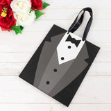 12 Pack White Black Tuxedo Premium Paper Party Favor Goodie Bags With Satin Handles Reusable Wedding