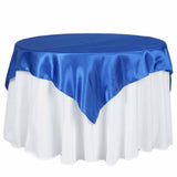 72" x 72" Royal Blue Satin Square Tablecloth Overlay