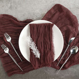 5 Pack | Burgundy Gauze Cheesecloth Boho Dinner Napkins | 24x19Inch