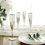 6 Pack | Silver 5oz Plastic Champagne Flutes, Disposable Glasses For Champagne