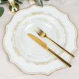 10 Pack | 7inch Gold Vintage Rim Clear Disposable Salad Plates With Embossed Scalloped Edges