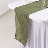 12x108inch Dusty Sage Green Accordion Crinkle Taffeta Linen Table Runner