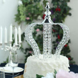 14inch Metallic Silver Crystal-Bead Royal Crown Cake Topper, Centerpiece