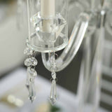 36inc | 4 Arm Premium Crystal Glass Taper Candle Holder Candelabra with Chandelier Chains