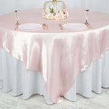 90"x90" Blush Satin Square Table Overlay