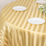 120inch Champagne Satin Stripe Seamless Round Tablecloth