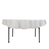 70" White Round 100% Cotton Linen Tablecloth Washable