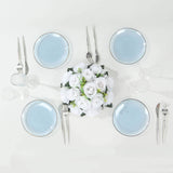 10 Pack Transparent Dusty Blue Hammered Plastic Salad Plates with Gold Rim