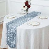 12x108inch Dusty Blue 3D Leaf Petal Taffeta Fabric Table Runner