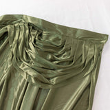 14ft Eucalyptus Sage Green Pleated Satin Double Drape Table Skirt