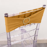 5 Pack Gold Spandex Chair Sashes with Gold Diamond Buckles, Elegant Stretch Chair Bands and Slide