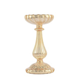 Set of 3 | Mercury Gold Glass Pillar Candle Holder Stands, Votive Candle Centerpieces