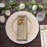 5 Pack Antique Gold Shimmer Sequin Dots Polyester Table Napkins, Reusable Sparkle Glitter Cloth