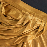 14ft Gold Pleated Satin Double Drape Table Skirt