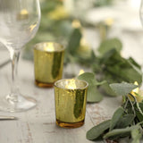 12 Pack | 2inch Gold Mercury Glass Candle Holders, Votive Tealight Holders - Speckled Design