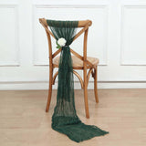 5 Pack | Hunter Emerald Green Gauze Cheesecloth Boho Chair Sashes - 16inch x 88inch