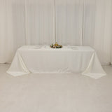 90x156inch Ivory Seamless Lamour Satin Rectangle Tablecloth for 8 Foot Table