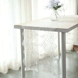 Ivory Premium Lace Fabric Table Runner, Vintage Classic Table Decor With Scalloped Frill Edges