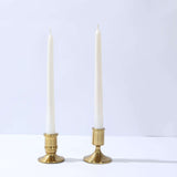 Set of 4 Vintage Gold Metal Pillar Candle Holders with Sturdy Round Base