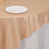 72x72inch Nude Lamour Satin Table Overlay, Square Tablecloth Topper