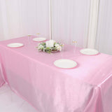 90x132Inch Pink Satin Seamless Rectangular Tablecloth