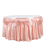 14ft Dusty Rose Pleated Satin Double Drape Table Skirt