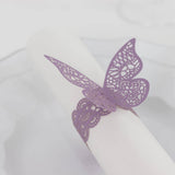 12 Pack Lavender 3D Butterfly Shimmery Paper Napkin Holders, Laser Cut Disposable Napkin Rings Bands