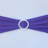 5 pack | 5"x14" Purple Spandex Stretch Chair Sash with Silver Diamond Ring Slide Buckle