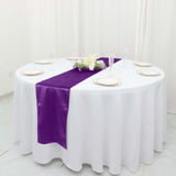 12inch x 108inch Purple Premium Sheen Finish Velvet Table Runner, Reusable Runner